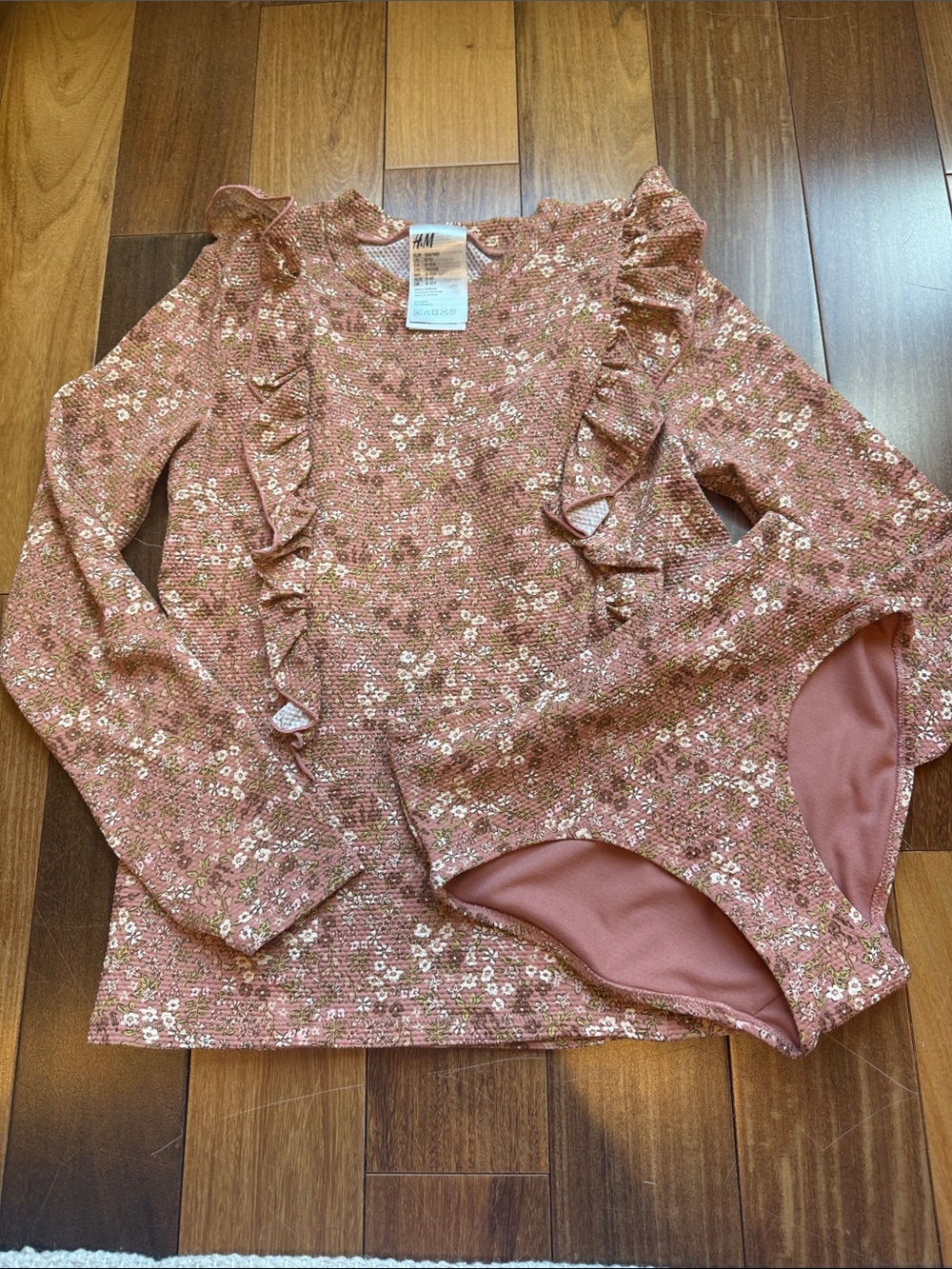 H&M Dusty Rose Floral Ruffle Swim Set